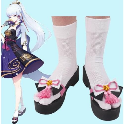 Hot Game Genshin Impact Kamisato Ayaka Clogs Cosplay Shoes Lolita Shoes Women Soft Sister Girls Costume Prop Accessories