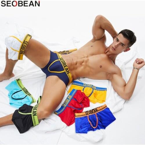 SEOBEAN Colorful Lucky Mens Boxer Underwear Mesh Breathable Sexy Men Underwear Boxershorts Male Panties
