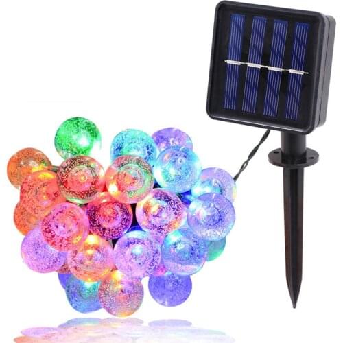 Solar String Lights Outdoor 60 Led Crystal Globe Lights with 8 Modes Waterproof Solar Powered Patio Light for Garden Party Decor