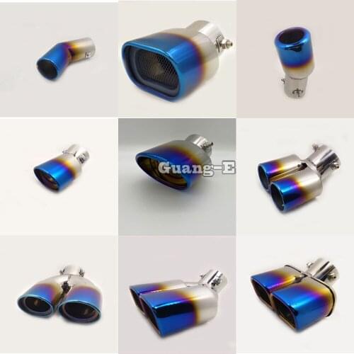 Internal Diameter=63mm/Blue Color/Universal Model/Bent Car Muffler Back End Pipe Dedicate Exhaust Tip Tail Outlet Vent 1pcs