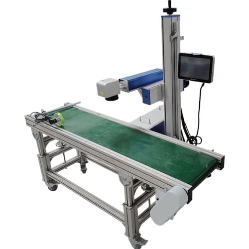 20W 30W 50W Raycus JPT MAX fly fiber laser marking machine metal steel gold jewelry engraving cutting machine Optional conveyor