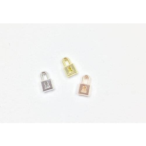 Eruifa 20pcs 5*10mm Mini Lock Zinc alloy Jewelry DIY Charms Pendant Necklace,Eearrings 3 Colors