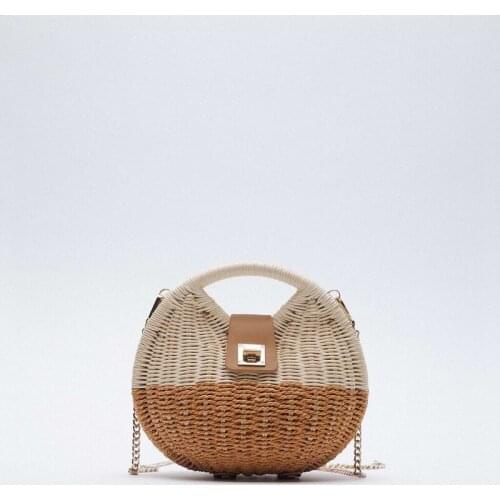 Fashion Shell Box Rattan Women Handbags Designer Brands Luxury Shoulder Crossbody Bags Wicker Woven Summer Beach Straw Bag 2021