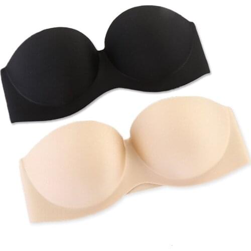 Women big cup Push Up Strapless Bra Wedding Brassiere Underwired Back Band Sexy Bra Gathering Invisible t shirt Bra Bralette