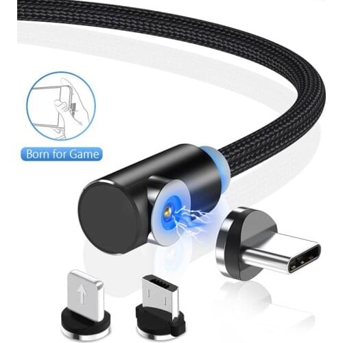 1m 2m 2 Meters 90 Degree Micro Usb Type C Magnetic Wires Usb Charging Cord for Nintendo Switch Samsung Galaxy S20 Redmi Note 8