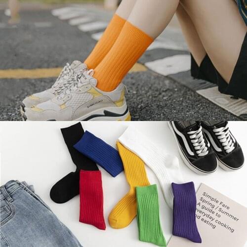 1 Pair of Fluorescent Trend Womens Socks NEW Pile Socks in Autumn and Winter Vertical Stripes Casual Womens Socks