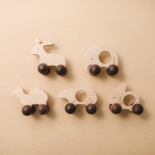 Lets Make 1PCS Wooden Silicone Car For Baby Toy Beech Wooden Blocks Safety Food Grade Toys For Baby Teethers Wooden Animals Car