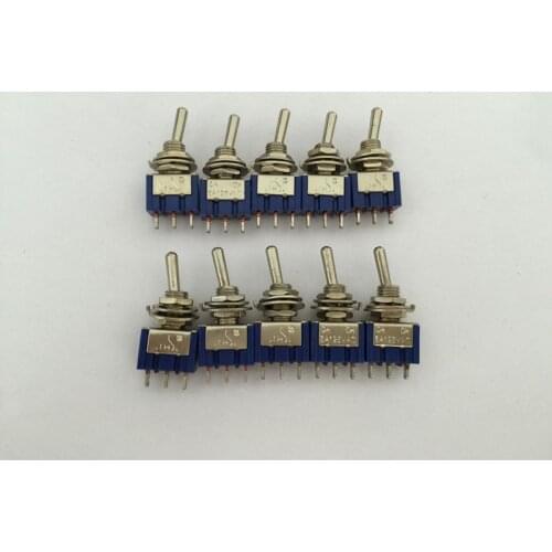 100PCS Mini 6A 125VAC SPDT MTS-102 3-Pin 2 Position On-on Toggle Switches Practic