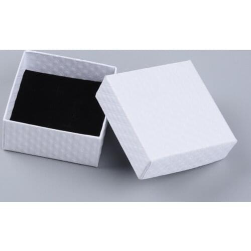 12pcs Cardboard Jewelry Bracelet Gifts Boxes Square White 7.5x7.5x3.5cm Packaging Display Storage Box with Sponge Inside