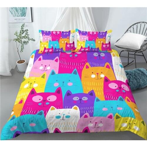 Luxury 3D Cartoon Animal Print 2/3Pcs Kids Bedding Sets Comfortable Duvet Cover Pillowcase Home Textile Queen and King Size