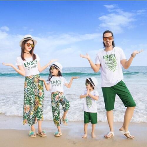 2021 summer girls dress boys clothes set beach outfits matching family outfits couple clothes mommy and me matching outfits