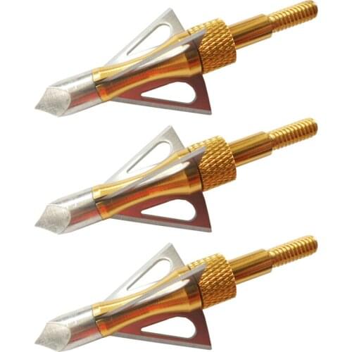 3Pcs Yellow Stainless Steel Broadhead 3 Fixed Blade for Crossbow Compound Bow Hunting