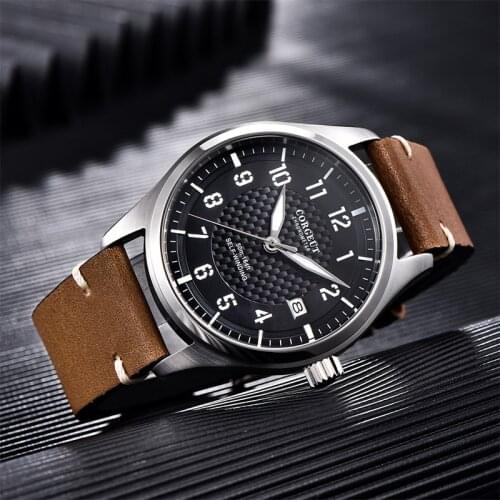 CORGEUT Brand Men Watch 40mm Sterile Dial Luminous Date Seagull Automatic Movement Pilot Waterproof Mechanical Watch Mens 316L