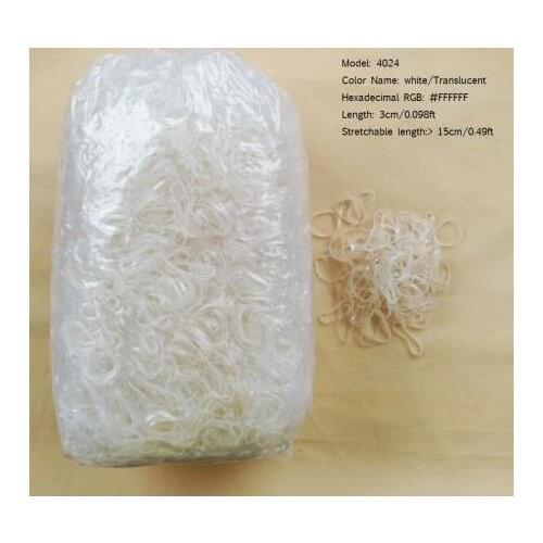 1000pcs/lot M size Clear White Rubber Band Horse Hair Braid Bow bands for Electronics,Hair Braids,Dog Grooming
