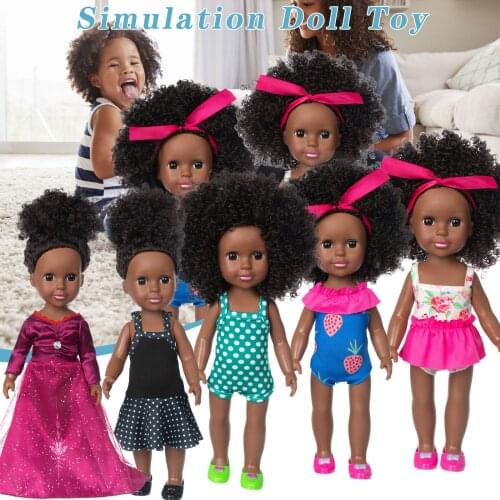 35cm Black African Black Baby Cute Curly Black Vinyl Baby Toy Boneca Baby Reborn Clothes Accessories Dress Boy Girls Gift