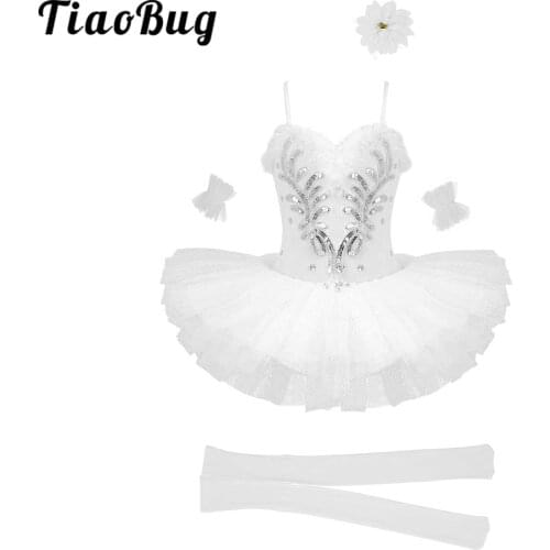 White Ballet Dress For Girls Tutu Kids Ballet Dance Costumes Ballerina Dress Professional Christmas Stage Children Party Dress