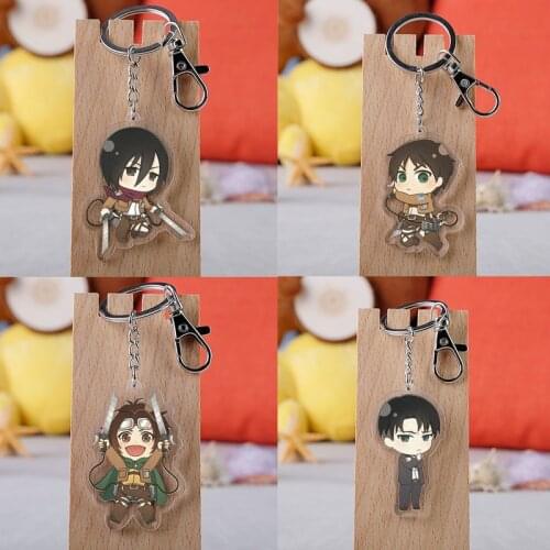 2021 Attack on Titan Keychain Double Sided Acrylic Key Chain Pendant Anime Accessories Cartoon Key Ring