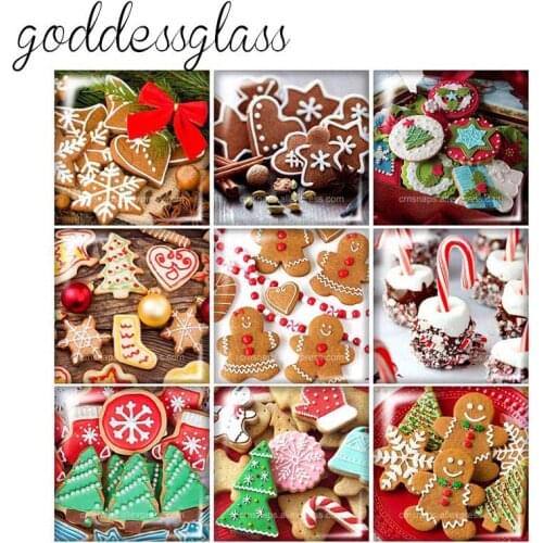 Chrstimat cookies Gift for New Year Square 10pcs mixed 12mm/20mm/25mm/30mm photo glass cabochon flat back Making findings