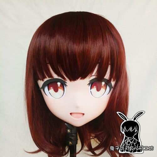 KM5165)Top Quality Handmade Female Resin Cosplay Japanese Role Play Menhera Kigurumi Mask Crossdresser Doll Transgender Mask