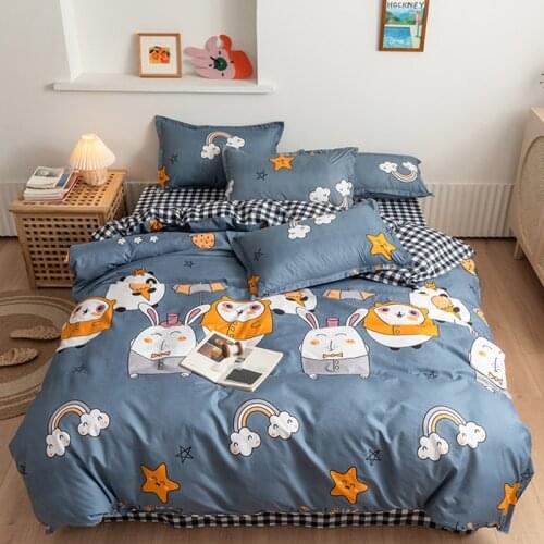 Gray Bedding Set, 220x240 Duvet Cover Pillowcase 3pcs ,cartoon pattern Child Quilt Cover Single Double Queen King Size Bed Sets
