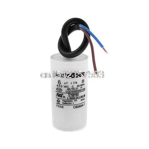 CBB60A-1 Washing Machine Polypropylene Film Motor Capacitor 6uF 450V AC
