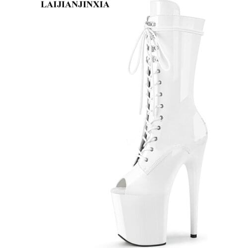 LAIJIANJINXIA New Knight Female 20CM High Heel Platform Fish Mouth Ankle Boots Women Autumn Winter Shoes Pole Dancing Boots