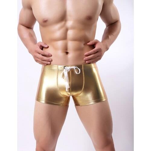 Mens underwear show swimming fashion leather pants boxers
