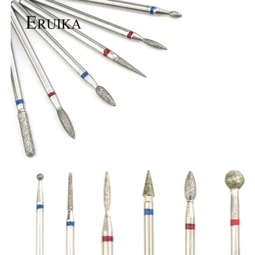 ERUIKA 6pcs Diamond Nail Drill Set Nail Milling Cutter Machine Aaccessory Manicure Machine Rotary Burr Cuticle Clean Tools