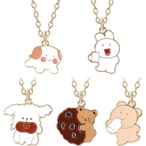 2021 Latest Cute Girl Animal Necklace Bear Rabbit Pendant Zinc Alloy Material Chain Fashion Men And Women Birthday Jewelry Gifts