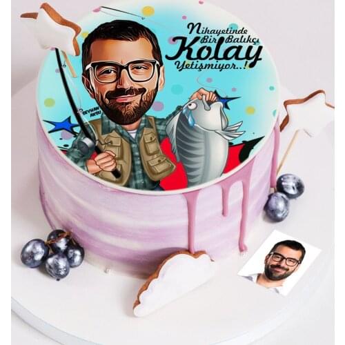 Personalized Men Turtleneck Cartoon Printed Age Cake For Edible Sugar Paper-1