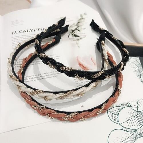 New Fashion Gold Chains Hair Bands Hoops For Women Weave Headband Hairbands Girls Hair Accessories Elegant Chic Hair Ornament