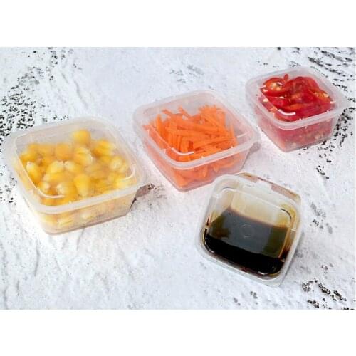100pcs Net red 40ml/60ml/75ml transparent packaging plastic boxes light salad dressing sauce cup square small box with lid