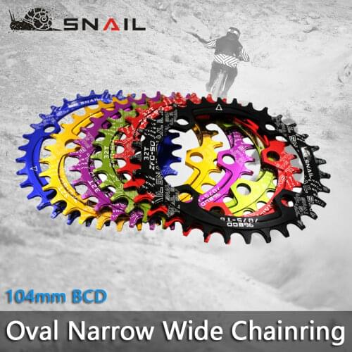 SNAIL 104BCD 32T/34T/36T Ultralight A7075 Alloy MTB Bike Bicycle Chainring Oval Chainwheel Cycle Crankset
