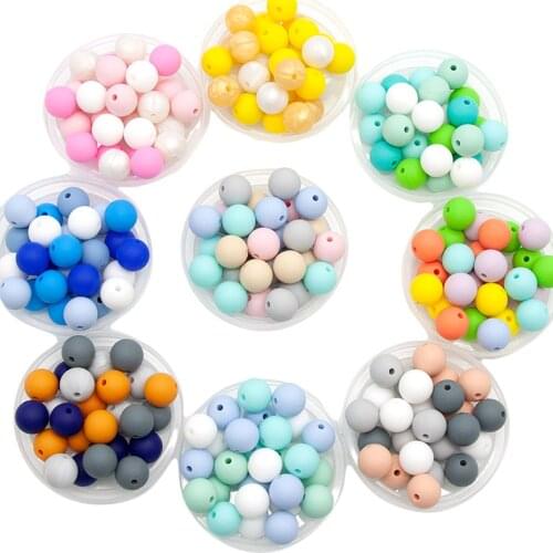 Cute-idea 9/12/15/19mm 50PCs/lot Silicone Beads Teether Pacifier Chain Accessories Handmade Baby Product Toy Teething BPA Free