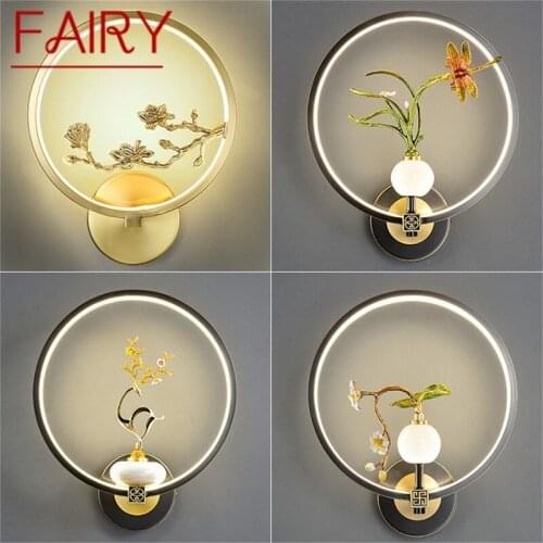 FAIRY Indoor Brass Wall Light Sconces Jade Lamps Modern Creative Fixture Decorative For Home