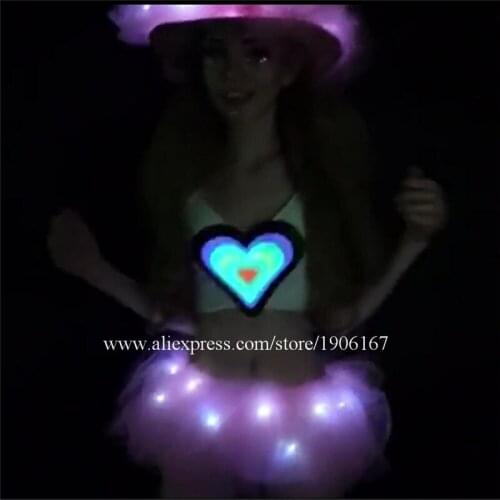 Voice Control Led Luminous Party Skirt Music Festival Singer Dance Team Led Light Up Uniform Costume Nightclub Led Lighting H
