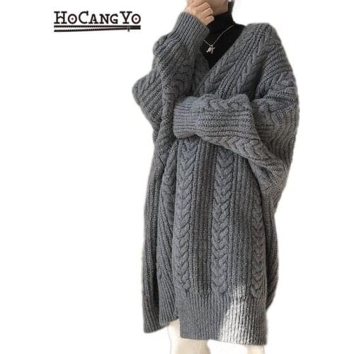 Women Oversized Sweater Korean Thick Warm Knit Plus Size Long Cardigan Women Winter Clothes Sweater Jumper Cape Casaco Feminino
