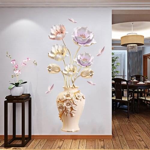 Tulips Flower Butterfly Vase Wall Stickers Corridor Living Room Decoration DIY Wall Decorative Vinyl Aesthetic Poster Home Decor