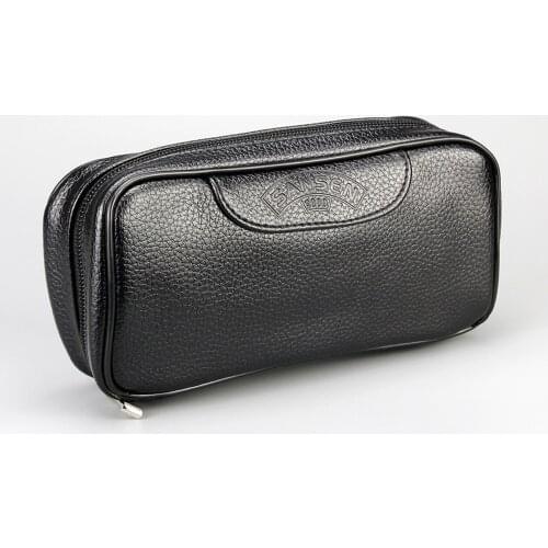 High Capacity PU leather Bag Smoking Accessory Pouches Man-made Tobacco Case Smoking Pipe Bag for 2 pipes