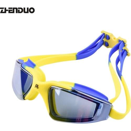 Water-proof Anti-fog HD Adult Swimming Goggles Large Frame Electroplated Dazzle Color