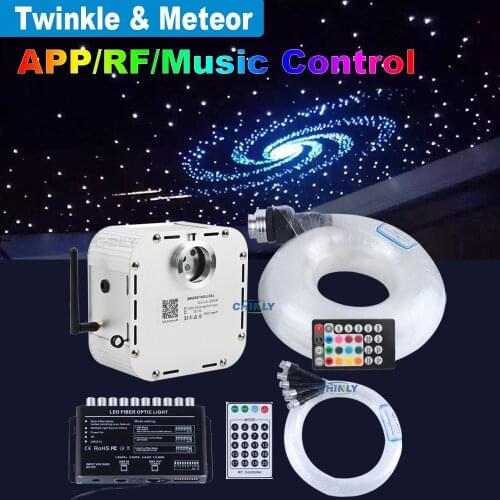 Fiber Optic Light Smart Bluetooth APP Control 32W TWINKLE RGB Ceiling Stars Lights 800pcs Cable with Shooting Meteor Effect