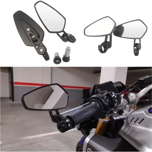 2pcs 7/8inch 22mm Handlebar Bar End Mirror Side Rear View Mirrors Motorcycle Universal Aluminum Rearview Mirrors 7/8"