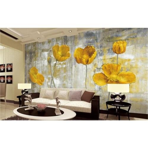 Yellow Flower Photo Wallpapers Murals Living Room Bedroom Wall Art Home Decor Painting papier peint 3d Floral Wall Paper