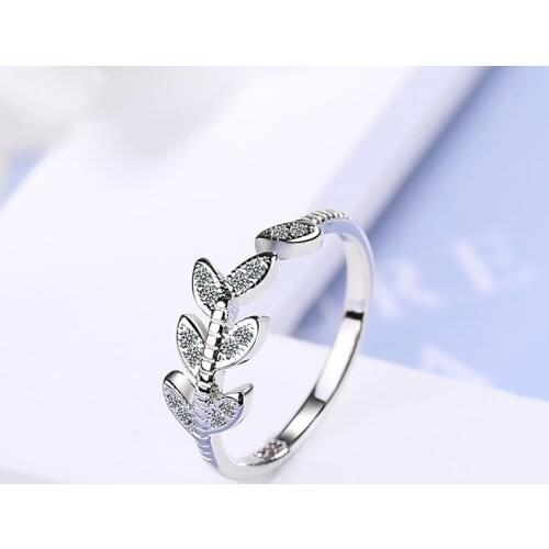New Simple Style Leaf Rings for Women Female Fashion Luxury White Gold Color Open Adjustable Ring Party Birthday Jewelry Gift