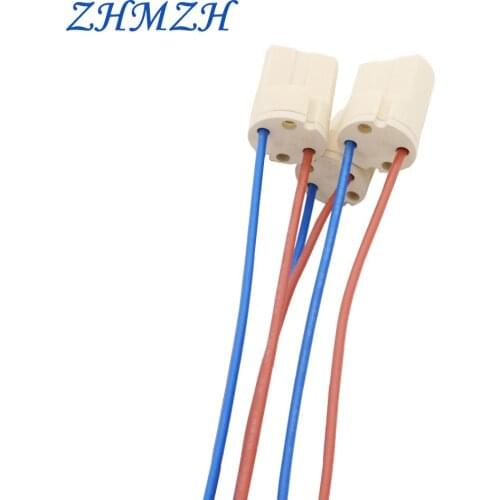 ZHMZH 3pcs/lot Ceramic Lamp Holder 20cm With Wire 110-240V Light Socket Lighting Accessories DIY For G9 Halogen Lamp Bead