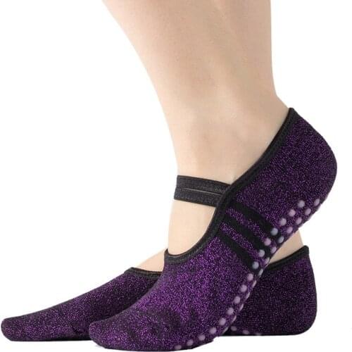 1 Pair Women Cotton Sports Yoga Socks Instep Strap Parallel Pilates Socks Indoor PVC Slip Ballet Socks Floor Socks