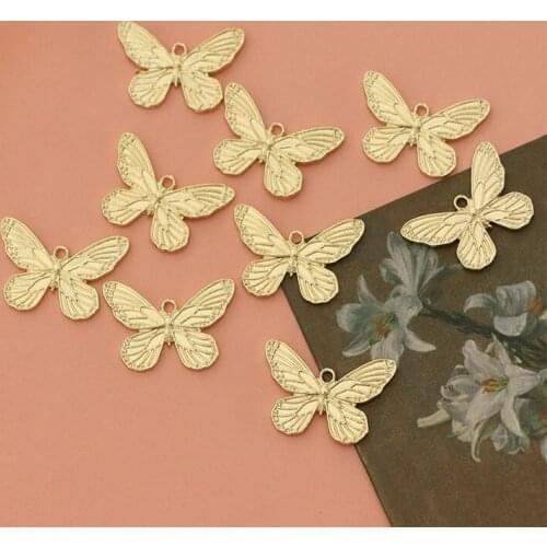 10 PCS 20x29mm Metal Alloy Gold Butterfly Pendant Charms Findings For DIY Jewelry Making