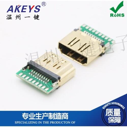 10pcs HDMI female A type female seat with board welding wire HD connector With PCB board HDMI socket