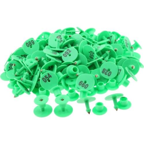 100PCS Small Numbered Livestock Ear Tag for Pig Cow Cattle Goat Sheep Green