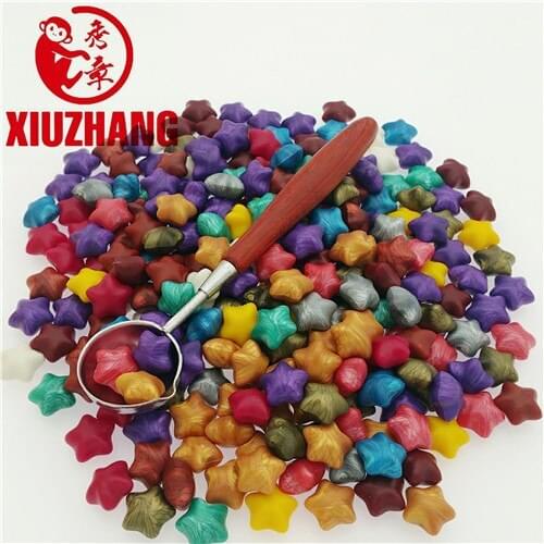 100pcs star wax + 1pcs vintage steel spoon sealing wax tablet pill beads granule/grain/strip sticks Wax seal ancient sealing wax